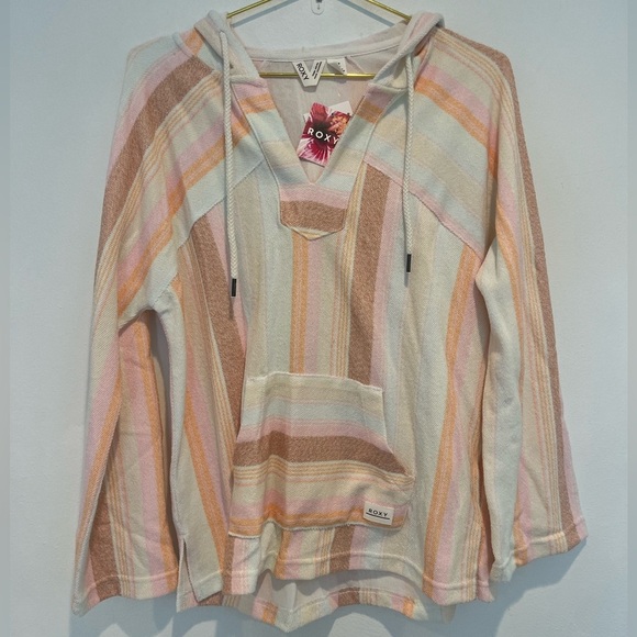 NWT Roxy Wild & Free Striped Poncho Hoodie Size Small - Picture 2 of 10